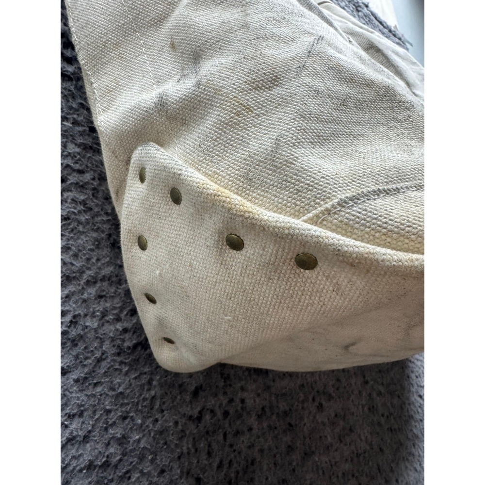 Vintage 70s 80s Linesmen Cotton Canvas Tool Utility Tote Bag Ivory 21 x 15 - Picture 9 of 13